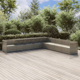 9 Piece Garden Lounge Set with Cushions Grey Poly Rattan