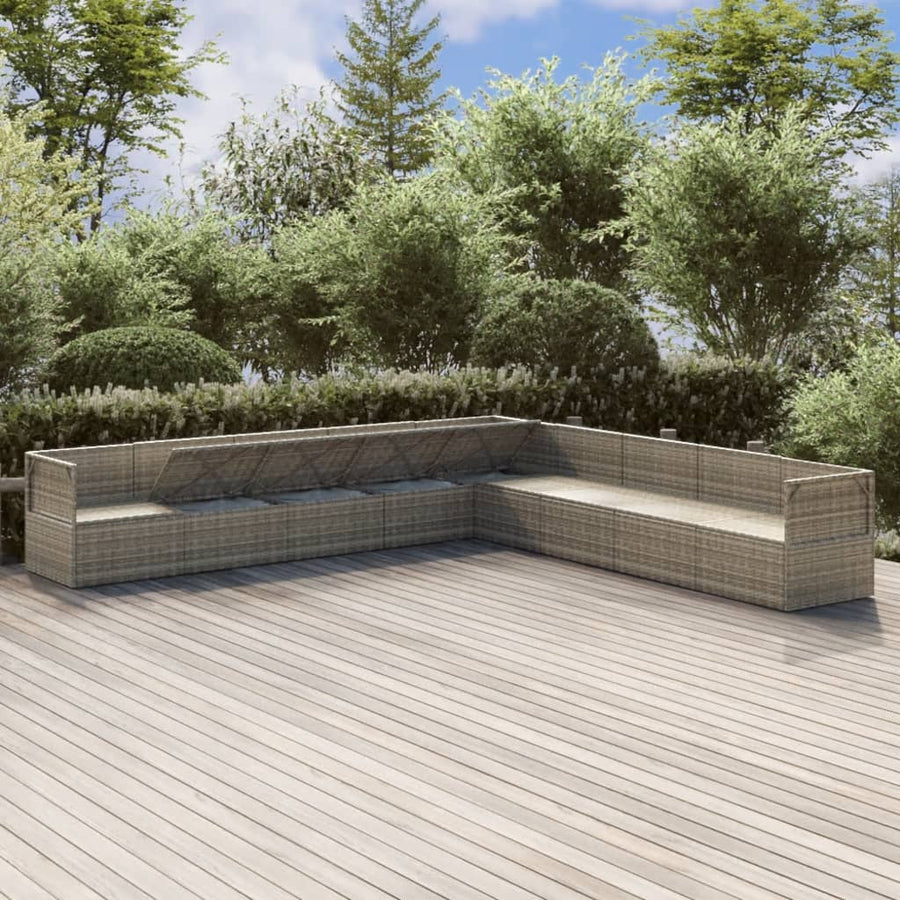 9 Piece Garden Lounge Set with Cushions Grey Poly Rattan