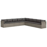 9 Piece Garden Lounge Set with Cushions Grey Poly Rattan - Top-Down View