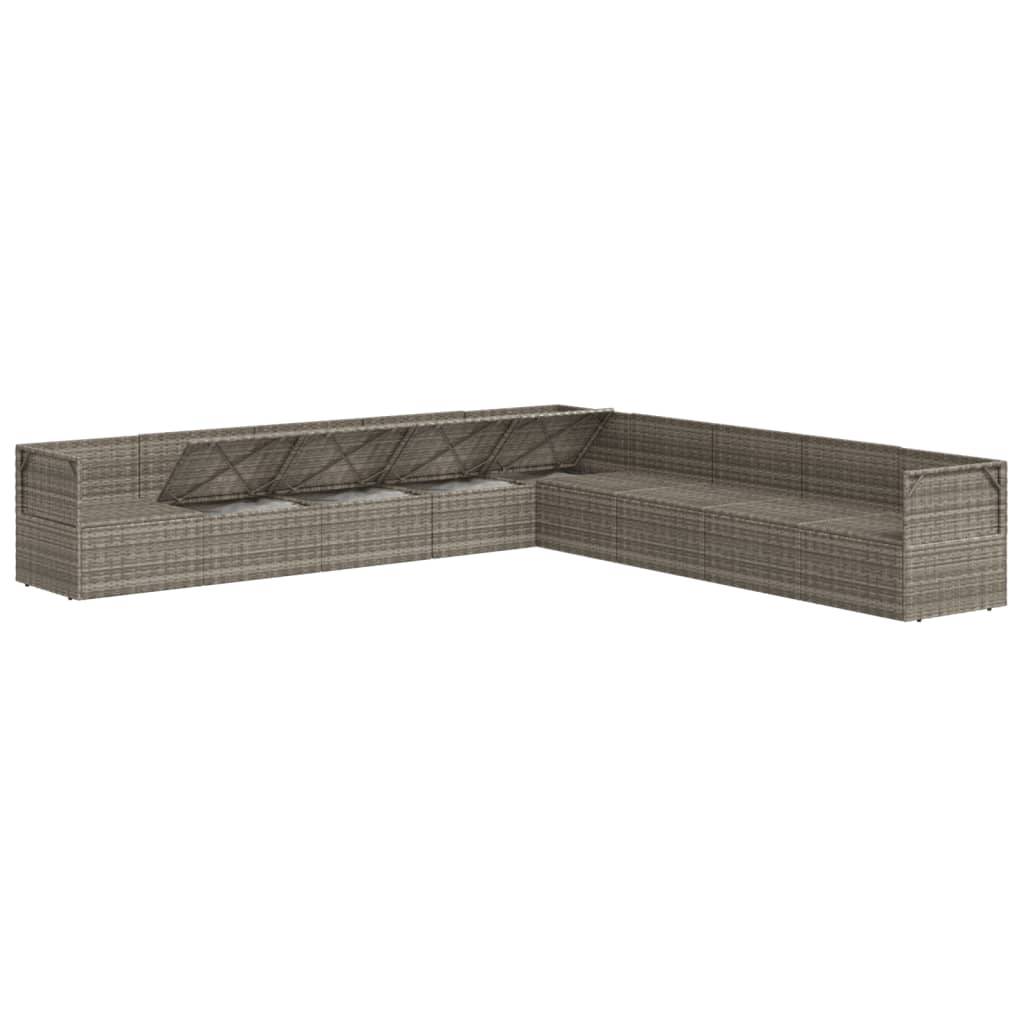 9 Piece Garden Lounge Set with Cushions Grey Poly Rattan