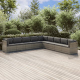 9 Piece Garden Lounge Set with Cushions Grey Poly Rattan