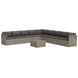 10 Piece Garden Lounge Set with Cushions Grey Poly Rattan - Top-Down View