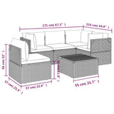6 Piece Garden Lounge Set with Cushions Grey Poly Rattan - Extra Image