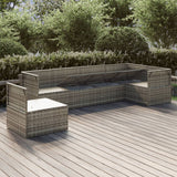 6 Piece Garden Lounge Set with Cushions Grey Poly Rattan