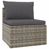 6 Piece Garden Lounge Set with Cushions Grey Poly Rattan - Rear View