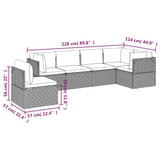 6 Piece Garden Lounge Set with Cushions Grey Poly Rattan - Extra Image