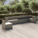 7 Piece Garden Lounge Set with Cushions Grey Poly Rattan - Top-Down View