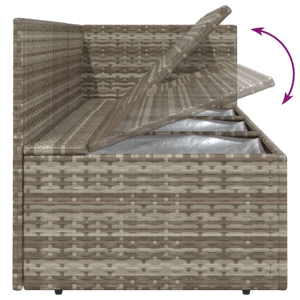 7 Piece Garden Lounge Set with Cushions Grey Poly Rattan