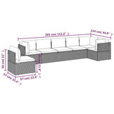 7 Piece Garden Lounge Set with Cushions Grey Poly Rattan