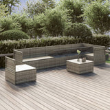 8 Piece Garden Lounge Set with Cushions Grey Poly Rattan - Top-Down View