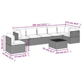 8 Piece Garden Lounge Set with Cushions Grey Poly Rattan