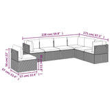 7 Piece Garden Lounge Set with Cushions Grey Poly Rattan