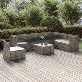 8 Piece Garden Lounge Set with Cushions Grey Poly Rattan - Top-Down View