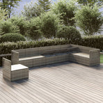8 Piece Garden Lounge Set with Cushions Grey Poly Rattan