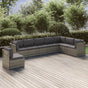 8 Piece Garden Lounge Set with Cushions Grey Poly Rattan