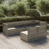 7 Piece Garden Lounge Set with Cushions Grey Poly Rattan