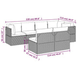 7 Piece Garden Lounge Set with Cushions Grey Poly Rattan