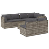 8 Piece Garden Lounge Set with Cushions Grey Poly Rattan - Front View