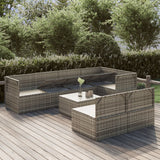 8 Piece Garden Lounge Set with Cushions Grey Poly Rattan - Side View