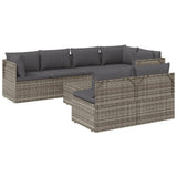 8 Piece Garden Lounge Set with Cushions Grey Poly Rattan