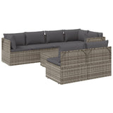 8 Piece Garden Lounge Set with Cushions Grey Poly Rattan - Top-Down View