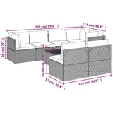 8 Piece Garden Lounge Set with Cushions Grey Poly Rattan
