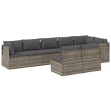 8 Piece Garden Lounge Set with Cushions Grey Poly Rattan