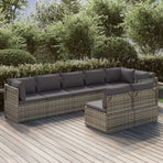 8 Piece Garden Lounge Set with Cushions Grey Poly Rattan