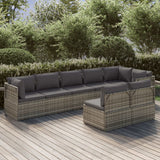 8 Piece Garden Lounge Set with Cushions Grey Poly Rattan