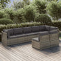 8 Piece Garden Lounge Set with Cushions Grey Poly Rattan