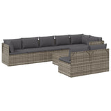 9 Piece Garden Lounge Set with Cushions Grey Poly Rattan