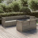 7 Piece Garden Lounge Set with Cushions Grey Poly Rattan