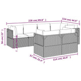 7 Piece Garden Lounge Set with Cushions Grey Poly Rattan