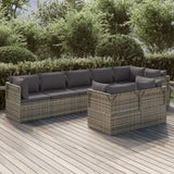 8 Piece Garden Lounge Set with Cushions Grey Poly Rattan