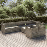 9 Piece Garden Lounge Set with Cushions Grey Poly Rattan - Side View