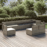 9 Piece Garden Lounge Set with Cushions Grey Poly Rattan