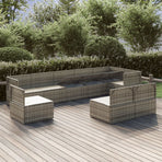 9 Piece Garden Lounge Set with Cushions Grey Poly Rattan