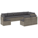 9 Piece Garden Lounge Set with Cushions Grey Poly Rattan - Top-Down View