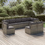9 Piece Garden Lounge Set with Cushions Grey Poly Rattan