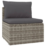 10 Piece Garden Lounge Set with Cushions Grey Poly Rattan - Rear View