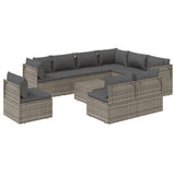 10 Piece Garden Lounge Set with Cushions Grey Poly Rattan - Top-Down View