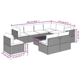 10 Piece Garden Lounge Set with Cushions Grey Poly Rattan - Extra Image