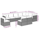 10 Piece Garden Lounge Set with Cushions Grey Poly Rattan - Extra Image