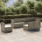 8 Piece Garden Lounge Set with Cushions Grey Poly Rattan