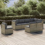 8 Piece Garden Lounge Set with Cushions Grey Poly Rattan