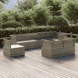 8 Piece Garden Lounge Set with Cushions Grey Poly Rattan - Side View