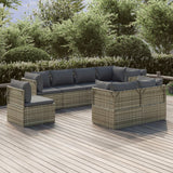 8 Piece Garden Lounge Set with Cushions Grey Poly Rattan