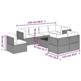 9 Piece Garden Lounge Set with Cushions Grey Poly Rattan - Extra Image