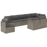 9 Piece Garden Lounge Set with Cushions Grey Poly Rattan - Top-Down View