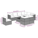 10 Piece Garden Lounge Set with Cushions Grey Poly Rattan
